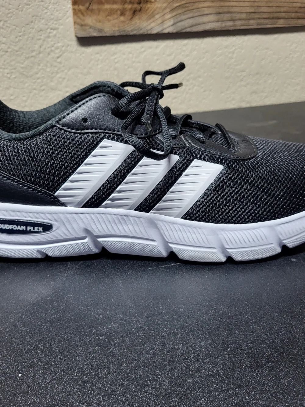 Adidas Cloudfoam Flex Black Wide Running Shoes 1233-756 Men's Size 10 Women's 11